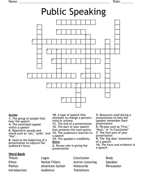 The Crossword Solver found 30 answers to "Speakers", 9 letters crossword clue. . Good advice for a nervous public speaker crossword clue